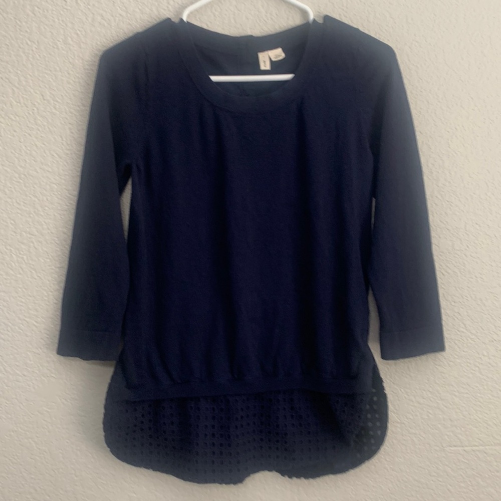 MOTH Blue Button Up Sweater Waffle Hem Anthropologie Collaboration
